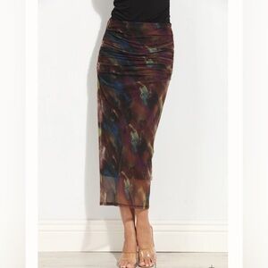 NWT Veronica M Clara Midi Mesh Multi-Color Pencil Skirt Size Small